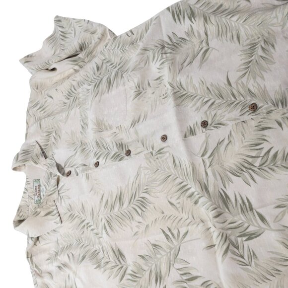Tommy Bahama Beige Green Silk Tropical Print SZ XL Short Sleeve Button Down - Picture 8 of 12